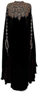 WUBU Moroccan Black Maxi Kaftan Long Evening Gown - Zainab's Closet