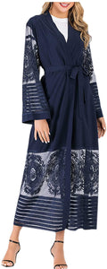 Abetteric Womens Embroidered Dubai Style Muslim Abaya Robe