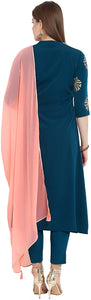 Janasya Indian Tunic Tops Crepe Kurti Set with Dupatta for Women