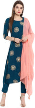 Load image into Gallery viewer, Janasya Indian Tunic Tops Crepe Kurti Set with Dupatta for Women