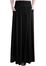 Load image into Gallery viewer, TRENDY UNITED Women&#39;s Rayon Spandex High Waist Shirring Maxi Skirt with Pockets (BLK, Large) - Zainab&#39;s Closet