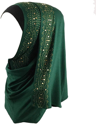 Glittering Rhinestone Cotton Jersey Hijab Scarf Wrap - Zainab's Closet