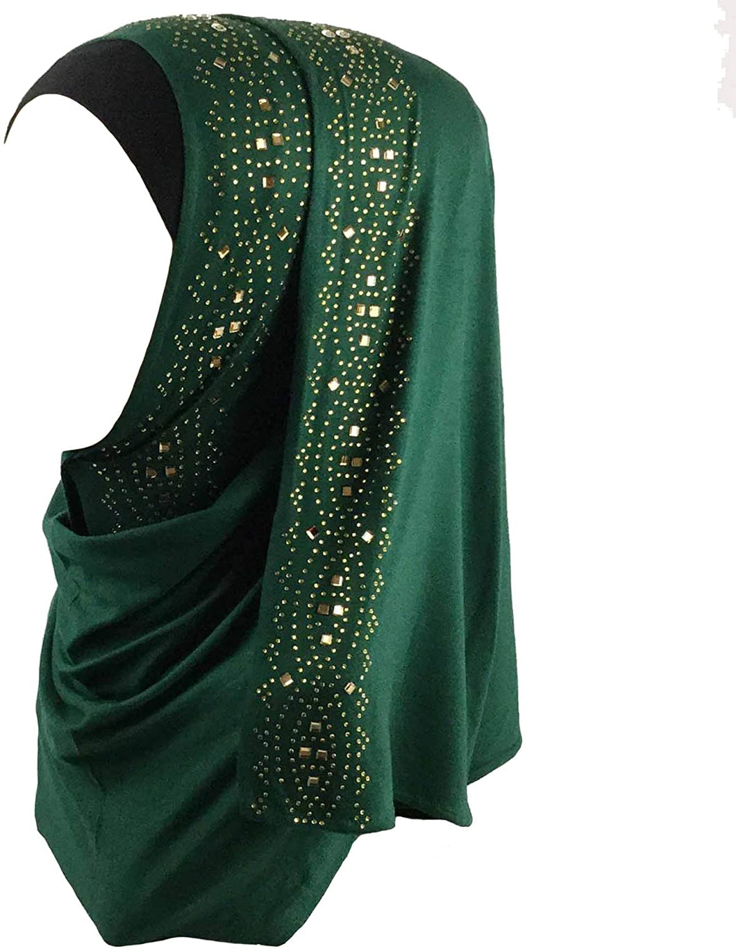 Glittering Rhinestone Cotton Jersey Hijab Scarf Wrap - Zainab's Closet
