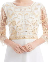 Load image into Gallery viewer, MANER Chiffon Beaded Sequin 3/4 Sleeve Long Gown - Zainab&#39;s Closet