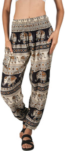 Joob Joob Women's Comfy Bohemian Tapered Elephant Loose Yoga Travel Pajama Lounge Pants - Zainab's Closet