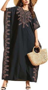 Flygo Women's Batwing Plaid Floral Printed Short Sleeve Oversized Maxi Dress