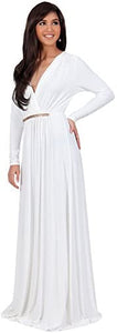 KOH KOH V-Neck Flowy Formal Kaftan Dress - Zainab's Closet
