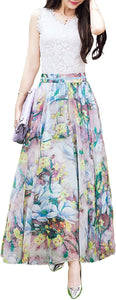 Afibi Womens Full/Ankle Length Blending Maxi Chiffon Long Skirt - Zainab's Closet
