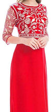 Load image into Gallery viewer, MANER Chiffon Beaded Sequin 3/4 Sleeve Long Gown - Zainab&#39;s Closet