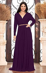 KOH KOH V-Neck Flowy Formal Kaftan Dress - Zainab's Closet