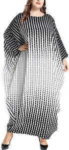 Flygo Women's Batwing Plaid Floral Printed Short Sleeve Oversized Maxi Dress