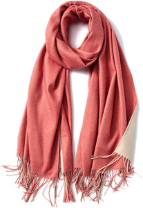 FORTREE Large Soft 2 Tone Cashmere Feel Lightweight Shawls Wrap Scarf - Zainab's Closet