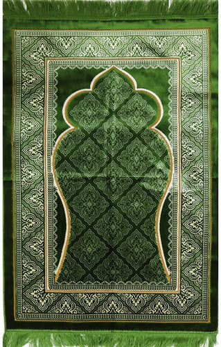 Prayer Rug - Wide Plush Velvet Quality Namaz Sajjadah Namaz Seccade Turkish Prayer Mat Carpet Elegant Green