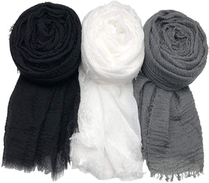 MANSHU 3 PCS Soft Large Scarf Shawl Wrap Hijab - Zainab's Closet