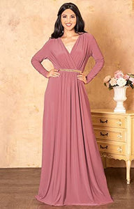 KOH KOH V-Neck Flowy Formal Kaftan Dress - Zainab's Closet