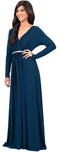 KOH KOH V-Neck Flowy Formal Kaftan Dress - Zainab's Closet