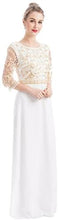 Load image into Gallery viewer, MANER Chiffon Beaded Sequin 3/4 Sleeve Long Gown - Zainab&#39;s Closet