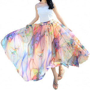 Afibi Womens Full/Ankle Length Blending Maxi Chiffon Long Skirt - Zainab's Closet