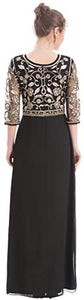 MANER Chiffon Beaded Sequin 3/4 Sleeve Long Gown - Zainab's Closet