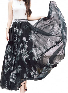 Afibi Womens Full/Ankle Length Blending Maxi Chiffon Long Skirt - Zainab's Closet