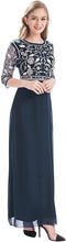 Load image into Gallery viewer, MANER Chiffon Beaded Sequin 3/4 Sleeve Long Gown - Zainab&#39;s Closet