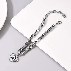 PROSTEEL Childrens' Allah Bracelet, Islamic Jewelry Stainless Steel Beaded Chain Bracelet, fits Wrist from 5.9'' to 7.9''