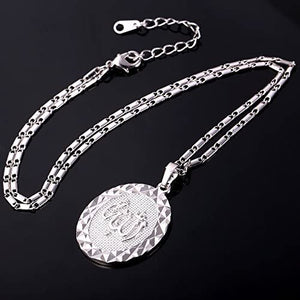 U7 Unisex Platinum / 18K Gold Plated Allah Pendant with 22 inch Link Chain Necklace