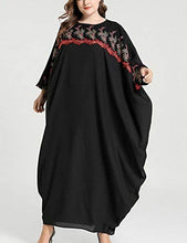 Load image into Gallery viewer, Flygo Women&#39;s Batwing Plaid Floral Printed Short Sleeve Oversized Maxi Dress