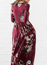 Load image into Gallery viewer, ZESICA Women&#39;s Floral Print Long Sleeve Pockets Empire Waist Pleated Long Maxi Dress
