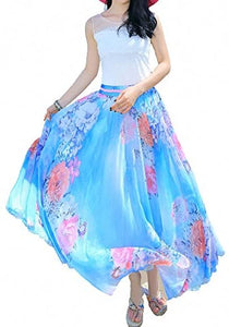 Afibi Womens Full/Ankle Length Blending Maxi Chiffon Long Skirt - Zainab's Closet