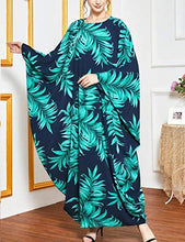 Load image into Gallery viewer, Flygo Women&#39;s Batwing Plaid Floral Printed Short Sleeve Oversized Maxi Dress