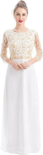 Load image into Gallery viewer, MANER Chiffon Beaded Sequin 3/4 Sleeve Long Gown - Zainab&#39;s Closet