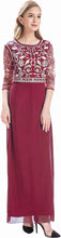 Load image into Gallery viewer, MANER Chiffon Beaded Sequin 3/4 Sleeve Long Gown - Zainab&#39;s Closet