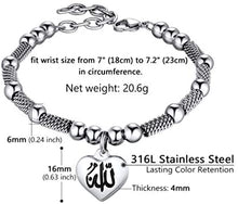 Load image into Gallery viewer, PROSTEEL Childrens&#39; Allah Bracelet, Islamic Jewelry Stainless Steel Beaded Chain Bracelet, fits Wrist from 5.9&#39;&#39; to 7.9&#39;&#39;