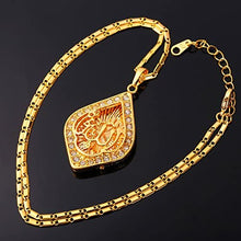 Load image into Gallery viewer, U7 Unisex Platinum / 18K Gold Plated Allah Pendant with 22 inch Link Chain Necklace