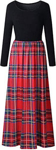 ZESICA Women's Floral Print Long Sleeve Pockets Empire Waist Pleated Long Maxi Dress