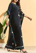 Load image into Gallery viewer, Flygo Women&#39;s Batwing Plaid Floral Printed Short Sleeve Oversized Maxi Dress