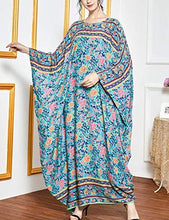 Load image into Gallery viewer, Flygo Women&#39;s Batwing Plaid Floral Printed Short Sleeve Oversized Maxi Dress