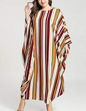 Load image into Gallery viewer, Flygo Women&#39;s Batwing Plaid Floral Printed Short Sleeve Oversized Maxi Dress