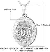 Load image into Gallery viewer, U7 Unisex Platinum / 18K Gold Plated Allah Pendant with 22 inch Link Chain Necklace