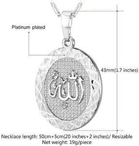 U7 Unisex Platinum / 18K Gold Plated Allah Pendant with 22 inch Link Chain Necklace