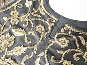 MANER Chiffon Beaded Sequin 3/4 Sleeve Long Gown - Zainab's Closet
