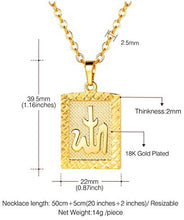 Load image into Gallery viewer, U7 Unisex Platinum / 18K Gold Plated Allah Pendant with 22 inch Link Chain Necklace