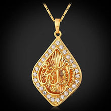 Load image into Gallery viewer, U7 Unisex Platinum / 18K Gold Plated Allah Pendant with 22 inch Link Chain Necklace