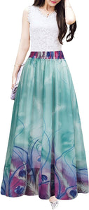 Afibi Womens Full/Ankle Length Blending Maxi Chiffon Long Skirt - Zainab's Closet