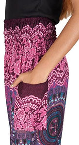 Joob Joob Women's Comfy Bohemian Tapered Elephant Loose Yoga Travel Pajama Lounge Pants - Zainab's Closet