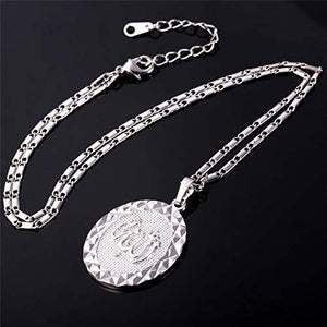 U7 Unisex Platinum / 18K Gold Plated Allah Pendant with 22 inch Link Chain Necklace