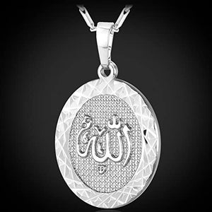 U7 Unisex Platinum / 18K Gold Plated Allah Pendant with 22 inch Link Chain Necklace