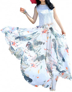Afibi Womens Full/Ankle Length Blending Maxi Chiffon Long Skirt - Zainab's Closet