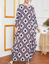 Load image into Gallery viewer, Flygo Women&#39;s Batwing Plaid Floral Printed Short Sleeve Oversized Maxi Dress